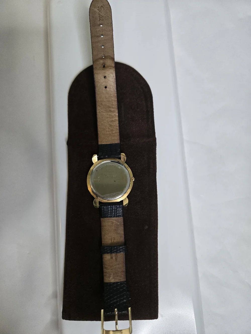 Vintage Movado Museum Roman Numeral Quartz Watch Gold Plated Case Leather Band